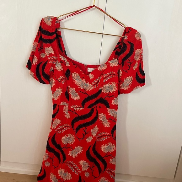 RHODE Short-Sleeve Sweetheart Midi Dress Sz 2 - Picture 7 of 7